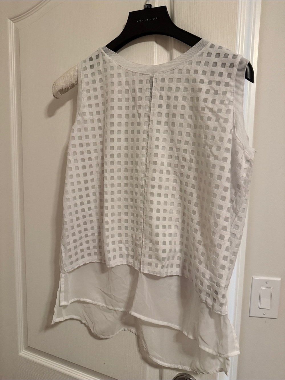 Worthington White Layered Square-Mesh Sleeveless Camisole
